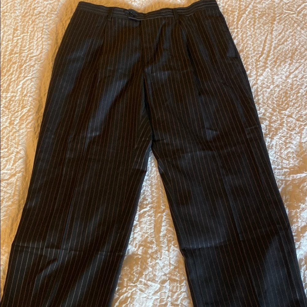 Vermont Wool Black Pinstripe Trousers Career Hostess Server Collegiate